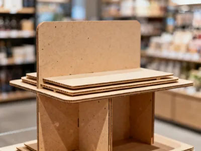 Laser cut wood point-of-sale display