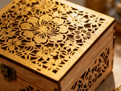 Laser cut decorative wooden jewelry box