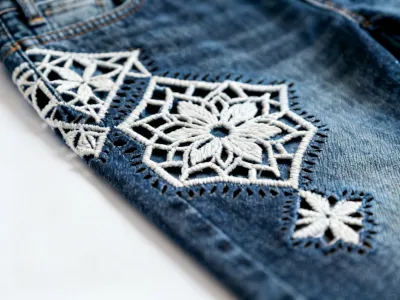 Laser cut denim fashion design